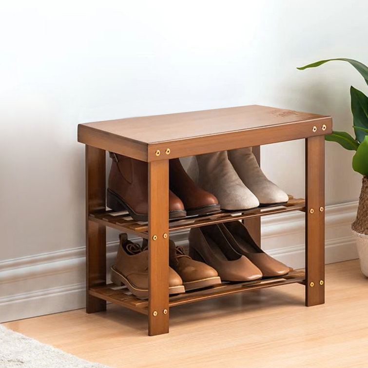 Rebrilliant 6 Pairs Brown Solid Wood Shoe Rack & Reviews Wayfair